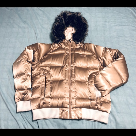 north face gold puffer jacket